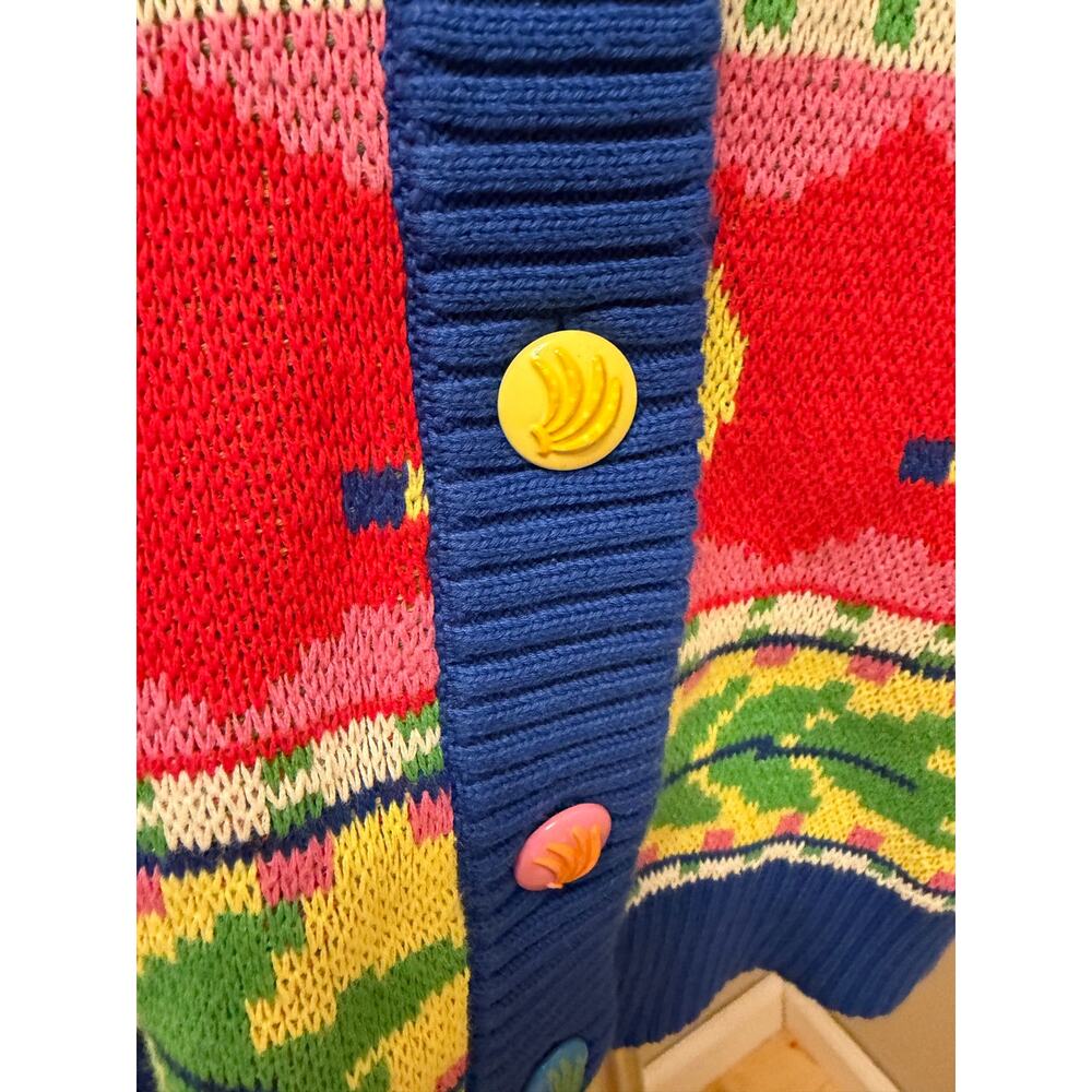 NWT FARM Rio Sweet Orchad Knit Cardigan Apples Bananas Colorful Sz S Oversized - Picture 5 of 10